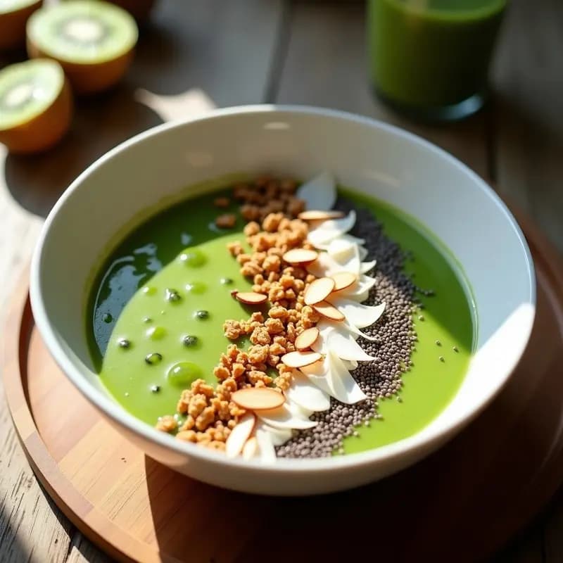 Smoothie Bowl de Kiwi y Espinaca: Receta Proteica y Energética para el Desayuno
