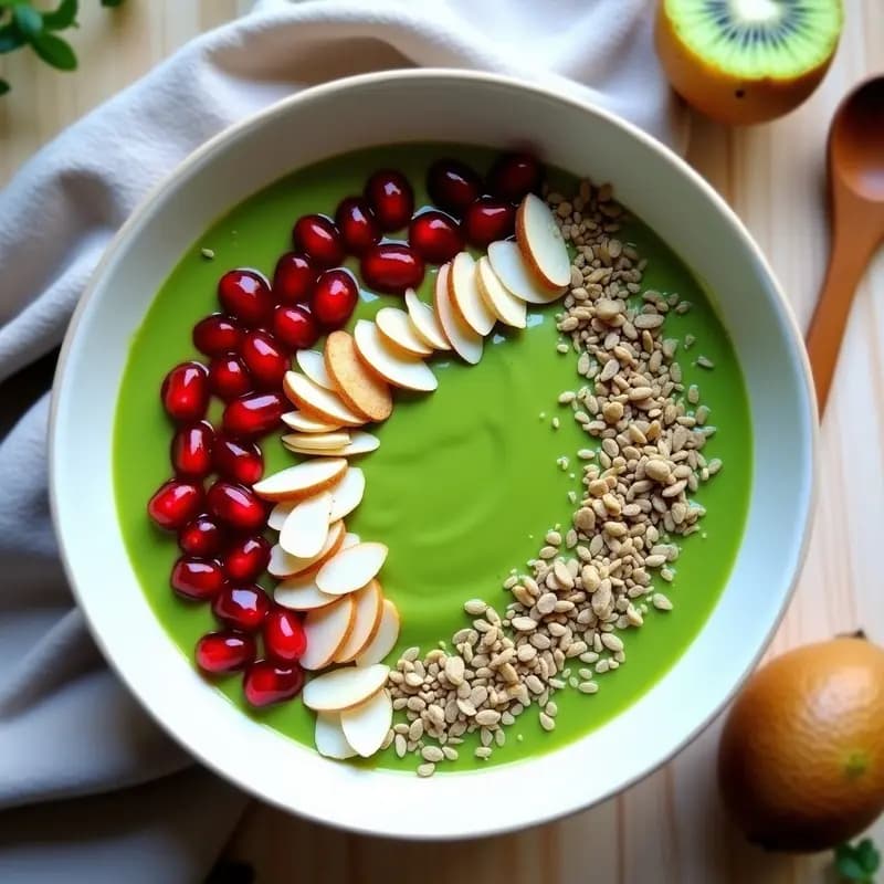 Smoothie Bowl de Kiwi y Espirulina: Energizante y Detox con Toppings Crujientes