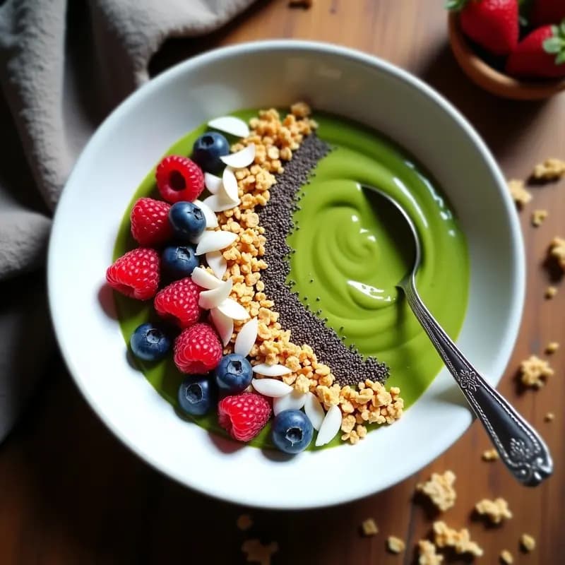 Smoothie Bowl de Lucuma y Espirulina: Desayuno Peruano Superfoods Sin Lácteos