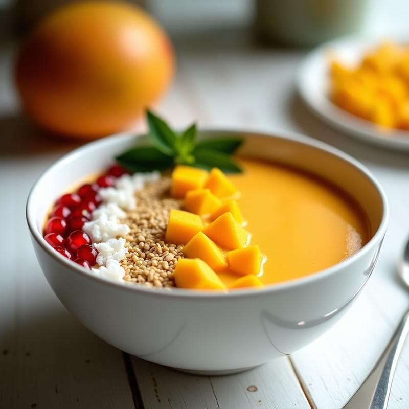 Smoothie Bowl de Mango y Semillas de Cáñamo: Desayuno Tropical y Crujiente
