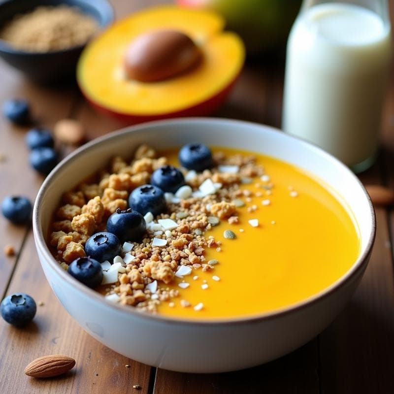 Smoothie Bowl de Mango y Chía con Granola Casera: Desayuno Energético Sin Azúcar