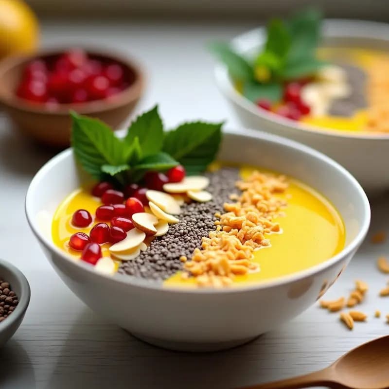 Smoothie Bowl de Mango y Cúrcuma: Receta en Airfryer con Toppings Crujientes