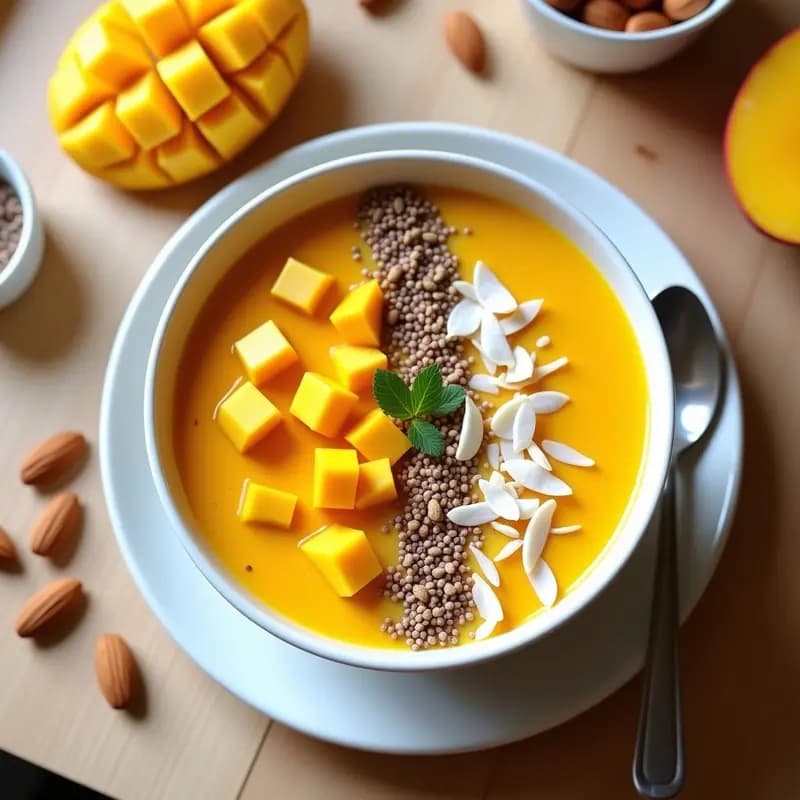Smoothie Bowl de Mango y Cúrcuma: Receta Alta en Proteína y Sin Azúcar en 10 Minutos