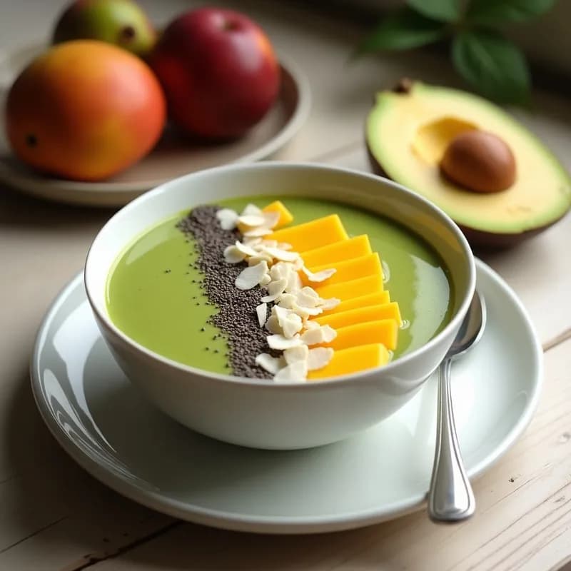 Smoothie Bowl de Mango y Espinacas: Receta Proteica y Sin Azúcar para Desayunar