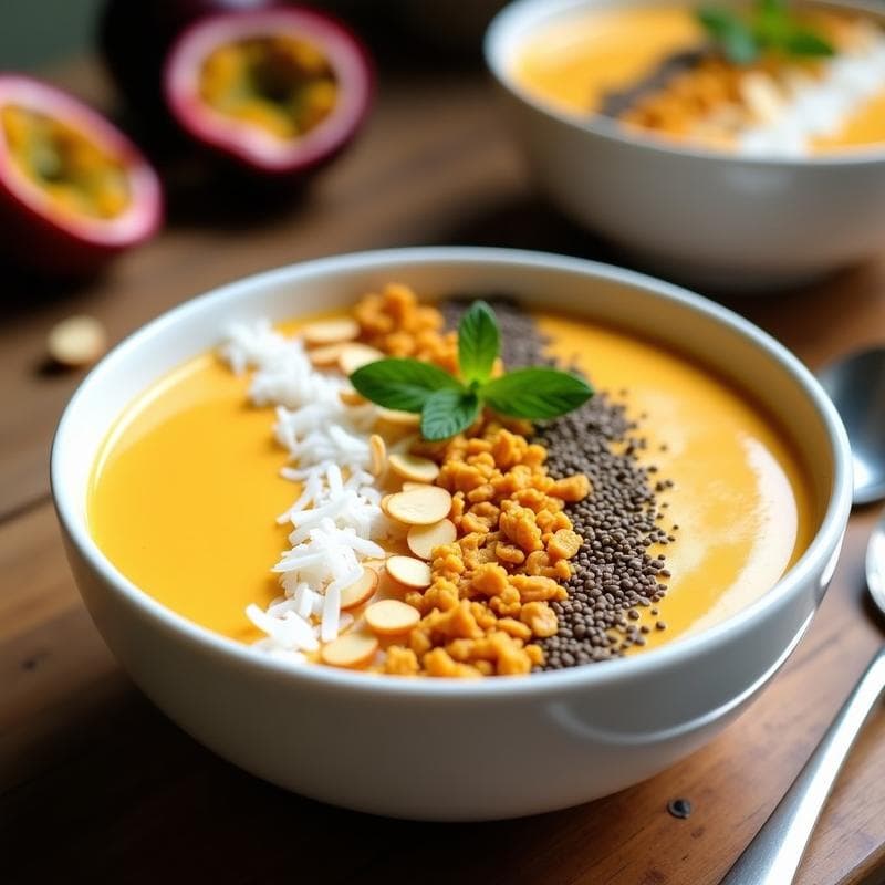 Smoothie Bowl de Maracuyá y Semillas de Hemp: Desayuno Tropical Alto en Omega-3 y Proteína