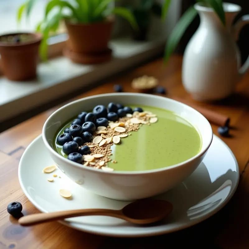 Smoothie Bowl de Matcha y Avena: Receta Sin Azúcar y Alta en Fibra
