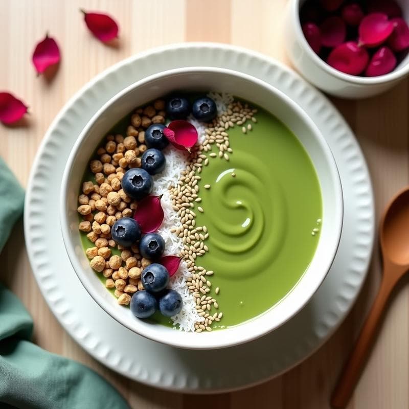 Smoothie Bowl de Matcha y Semillas de Cáñamo: Desayuno Vegano con Toque Antiinflamatorio