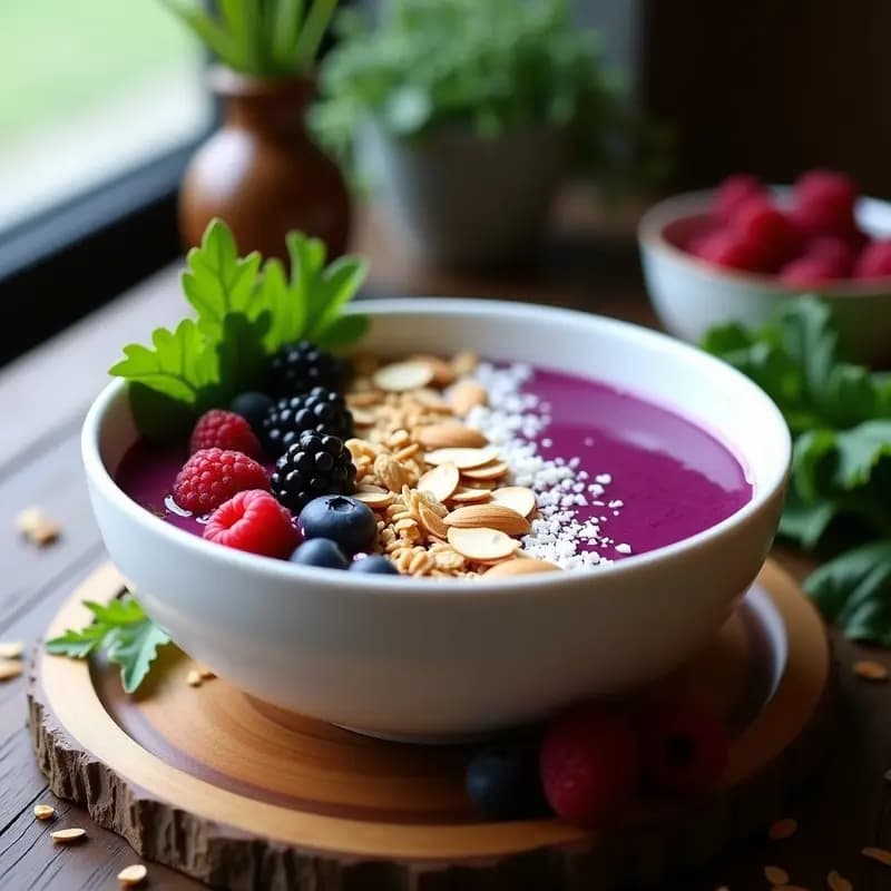 Smoothie Bowl Morado con Col Kale: Receta Energética para Empezar el Día