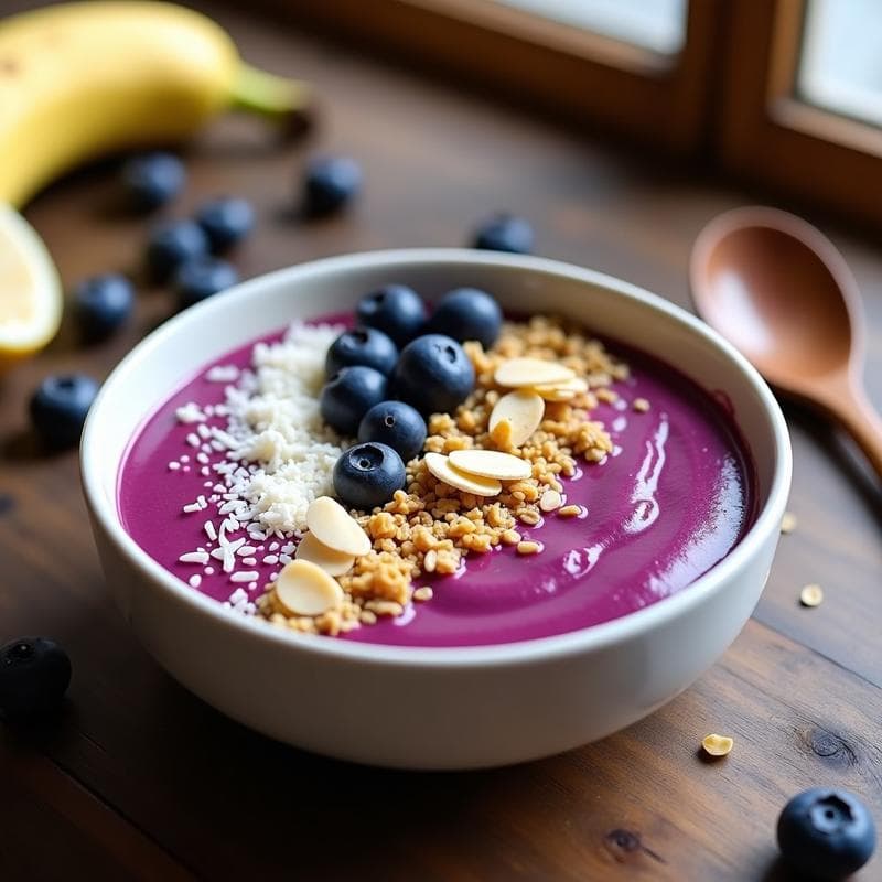 Smoothie Bowl Morado Energético: Receta Rápida con Antioxidantes para Desayunos Saludables