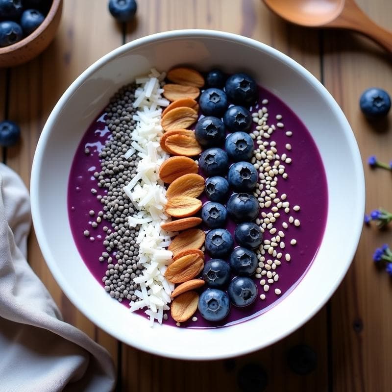 Smoothie Bowl de Moras Azules y Semillas de Cáñamo: Desayuno Antioxidante en 5 Minutos