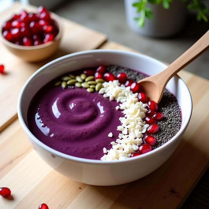 Smoothie Bowl de Moras y Espirulina: Desayuno Antiinflamatorio y Colorido