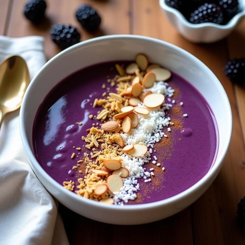 Smoothie Bowl de Moras y Semillas de Sacha Inchi: Desayuno Antioxidanete y Keto