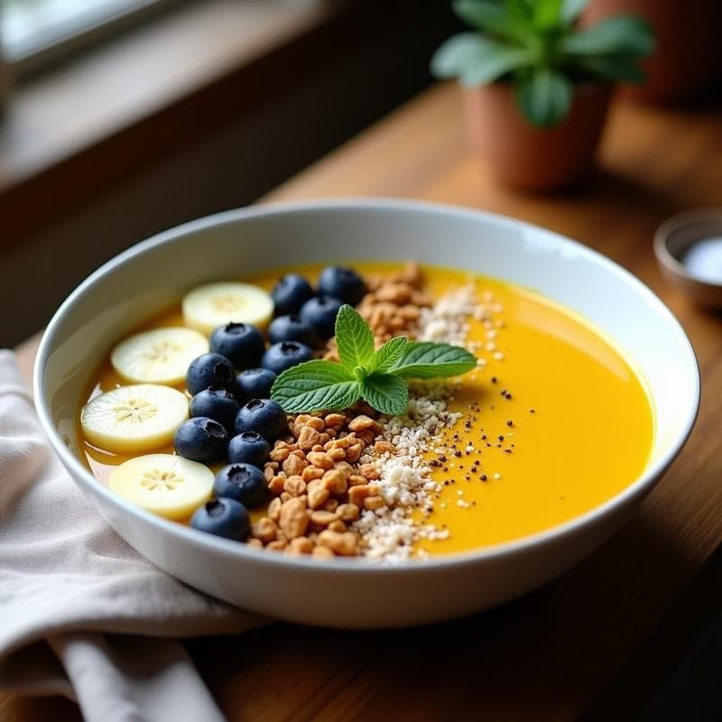 Smoothie Bowl de Pacay (Plátano de la Selva) y Cúrcuma: Desayuno Peruano Antioxidante
