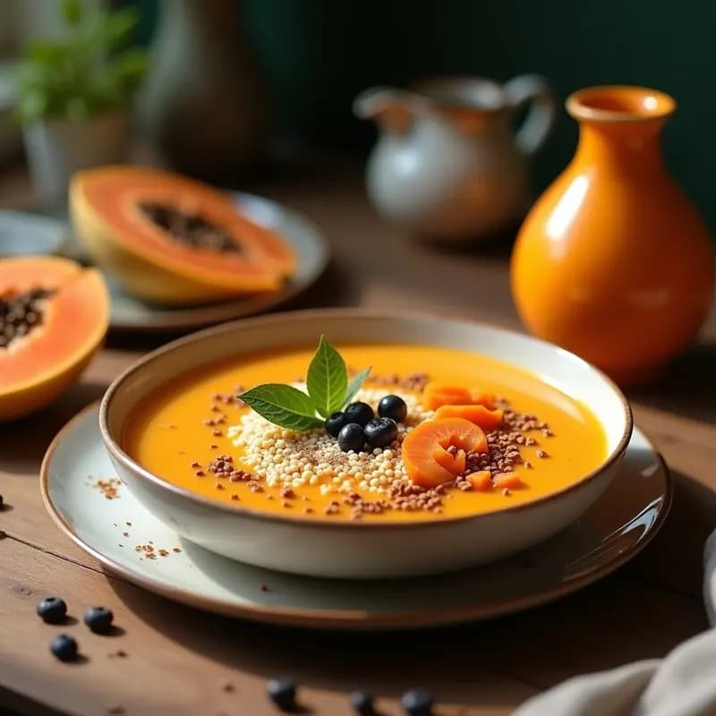Smoothie Bowl de Papaya y Chía: Desayuno Brasileño Sin Azúcar y Ricos en Omega-3