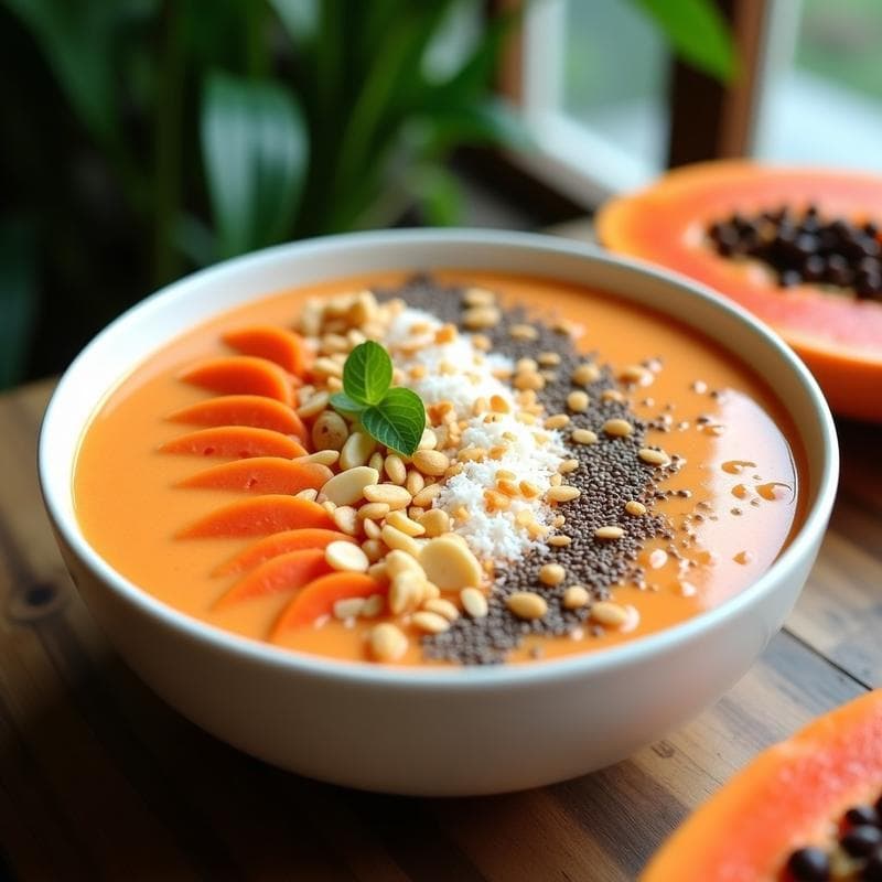 Smoothie Bowl de Papaya y Semillas de Chía: Desayuno Tropical Sin Lácteos
