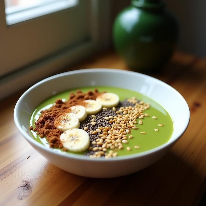 Smoothie Bowl de Peyote y Plátano con Toppings de Semillas: Desayuno Mexicano Energizante y Detox
