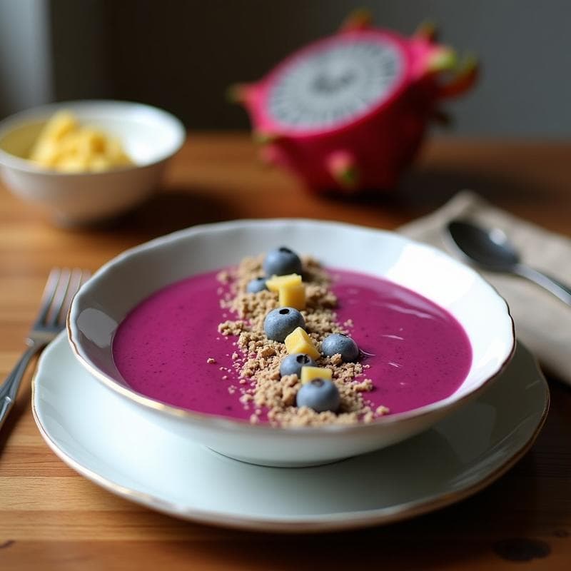 Smoothie Bowl de Pitahaya y Chía: Desayuno Sin Azúcar y Rico en Fibra