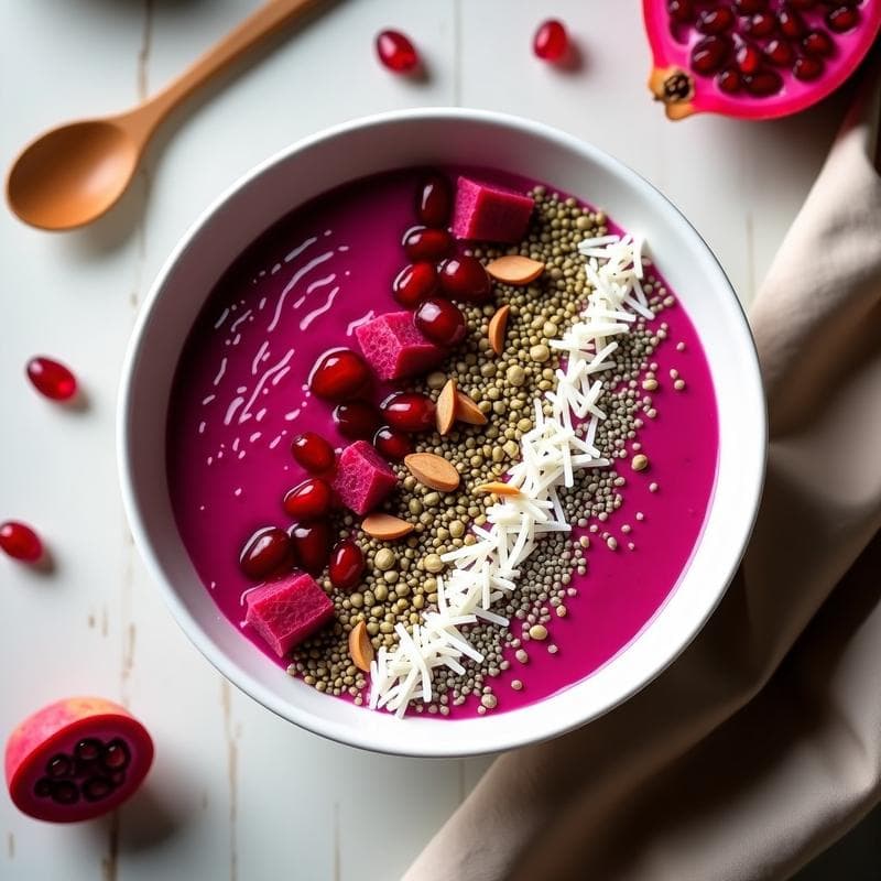 Smoothie Bowl de Pitahaya y Espirulina: Desayuno Detox con Toppings Superfoods en 5 Minutos