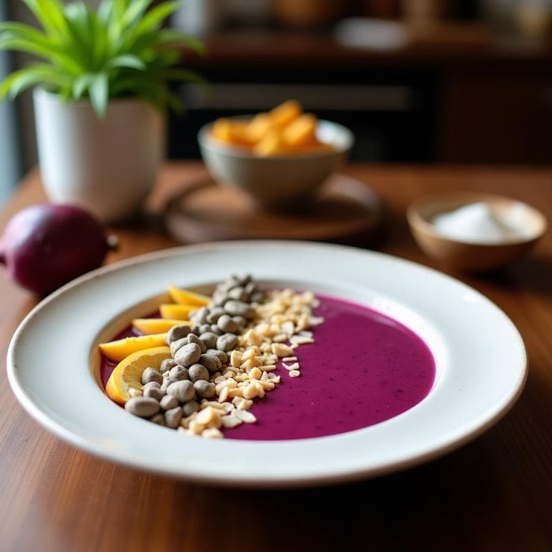 Smoothie Bowl de Pitahaya y Granadilla con Toppings de Coco y Chía: Desayuno Centroamericano