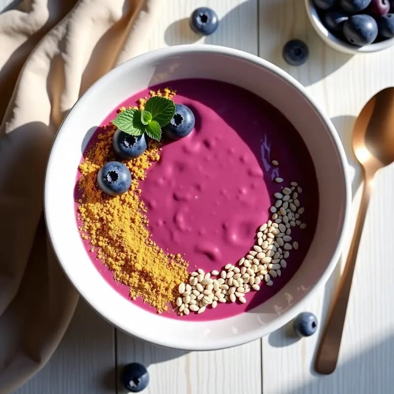 Smoothy Bowl de Pitaya y Cúrcuma: Desayuno Chic y Detox con Toppings Superfood