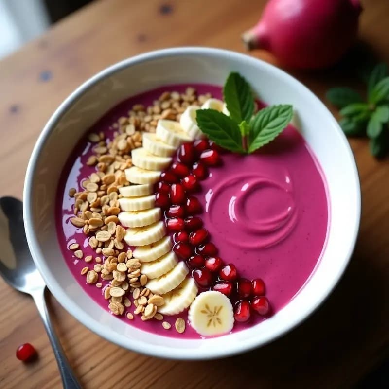 Smoothie Bowl de Pitaya y Plátano con Toppings de Cacahuete: Bebida Hawaiiana Alta en Antioxidantes