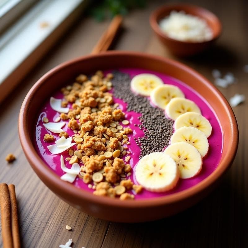 Smoothie Bowl de Pitaya y Plátano: Desayuno Mexicano con Granola de Amaranto