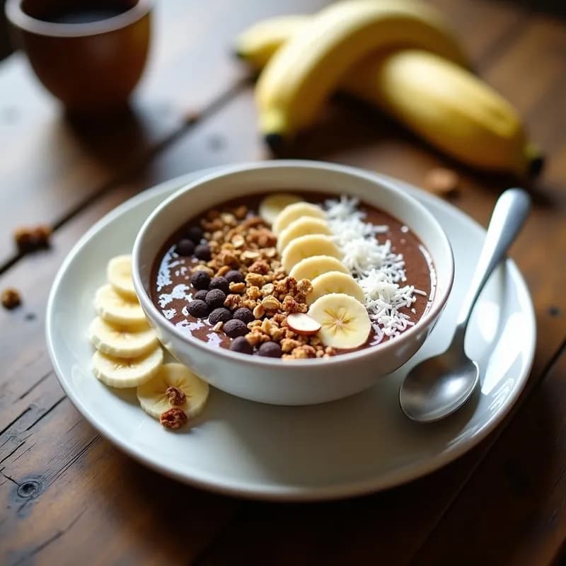 Smoothie Bowl Proteico de Cacao y Plátano: Receta Alta en Proteína Sin Azúcar