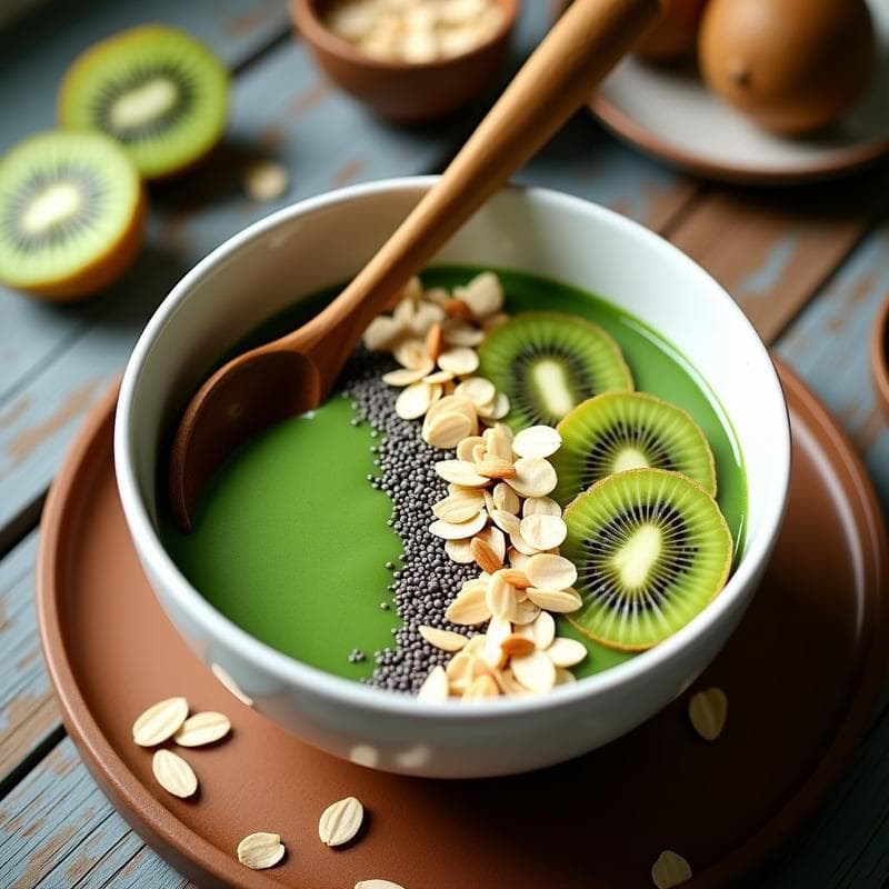 Smoothie Bowl de Spirulina y Kiwi: Desayuno Detox y Alta en Proteína en 5 Minutos