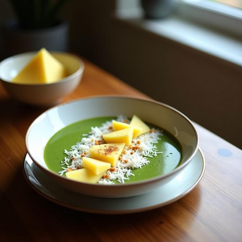 Smoothie Bowl de Spirulina y Piña con Toppings de Coco: Desayuno Detox en 5 Minutos
