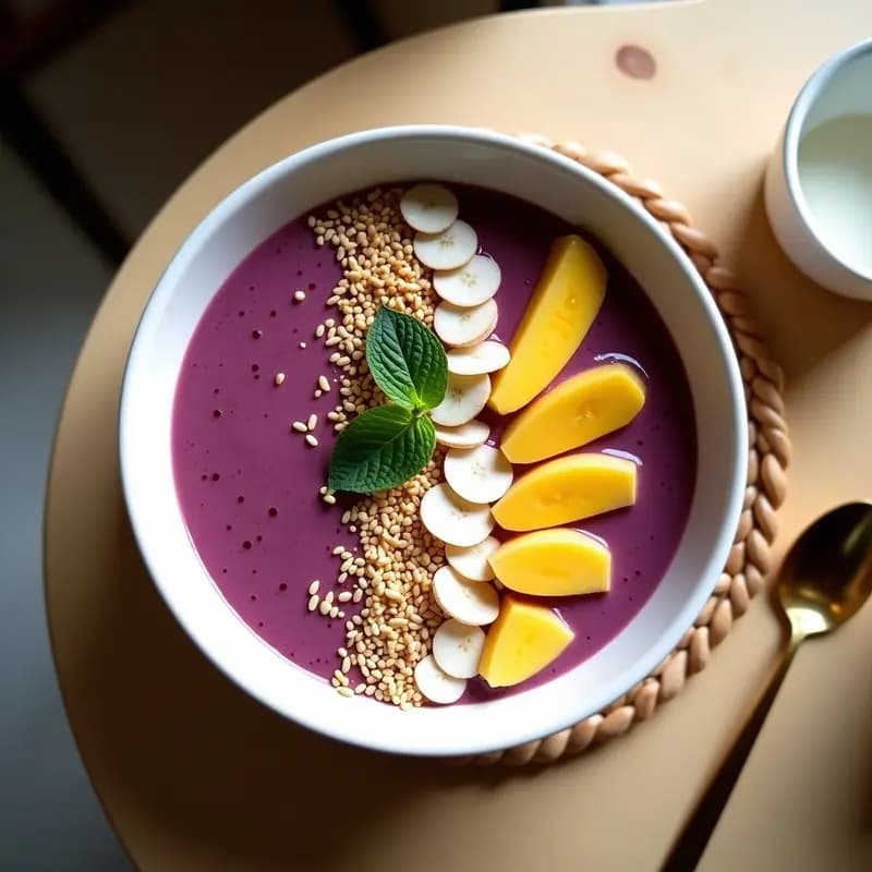 Smoothie Bowl Tailandés con Mangostán y Semillas de Loto: Desayuno Exótico y Detox