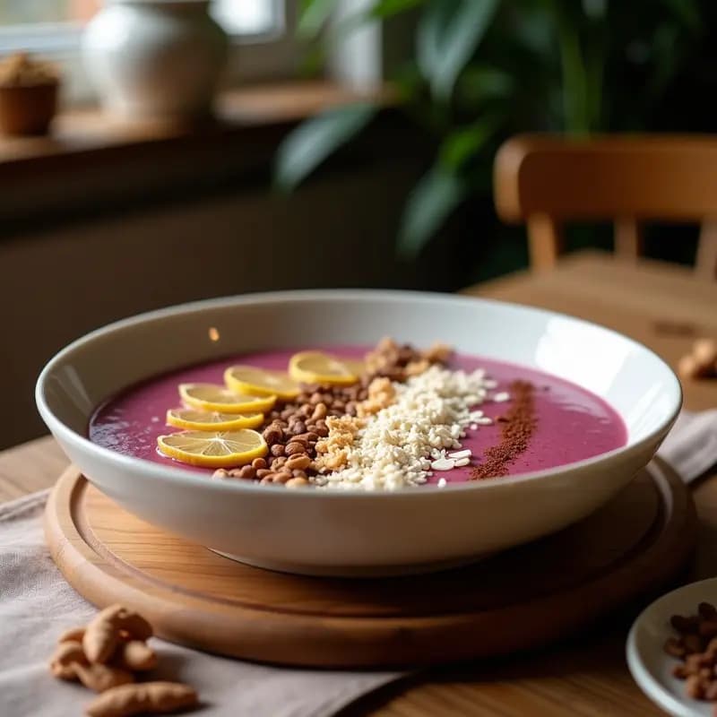 Smoothie Bowl de Tamarillo y Avena con Topping de Coco Deshidratado: Desayuno Neozelandés