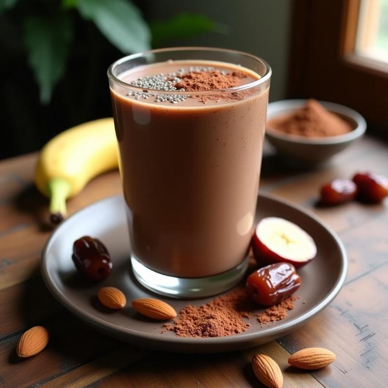 Smoothie de Cacao, Dátiles y Almendras: Bebida Energética Vegana para Post-Entrenamiento