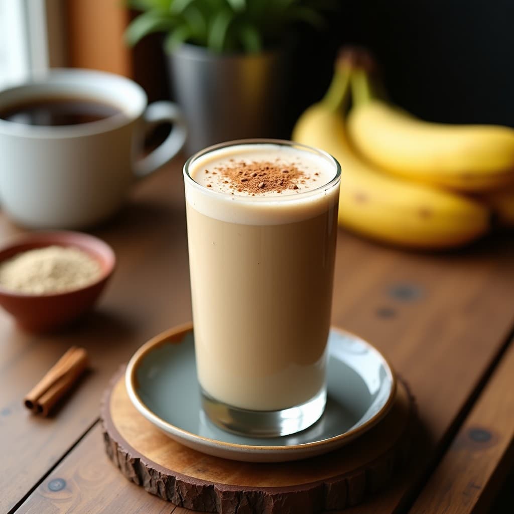 Smoothie de Café, Plátano y Canela con semillas de Cáñamo: Bebida Energizante Post-Entreno