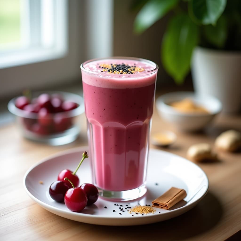 Smoothie de Cereza Ácida y 우유 (Leche de Cáñamo): Bebida Coreana Antioxidante en 5 Minutos