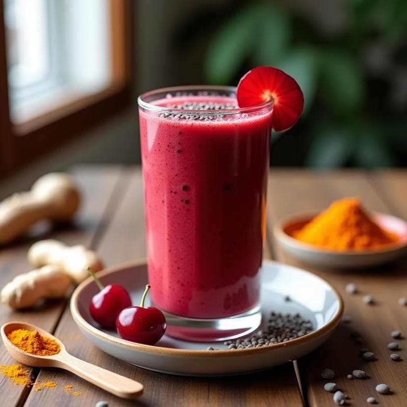 Smoothie de Cereza y Cúrcuma con Semillas de Chía: Bebida Antiinflamatoria y Antioxidante