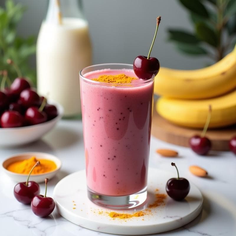 Smoothie de Cereza y Cúrcuma con Leche de Almendras: Bebida Antiinflamatoria para Empezar el Día