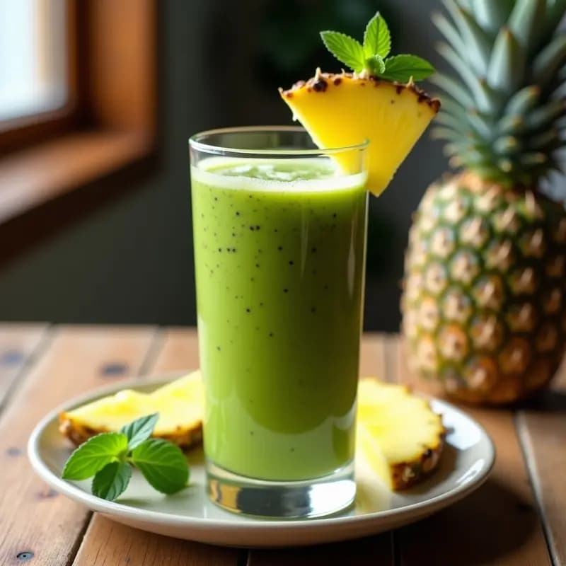 Smoothie de Clorofila y Piña con Semillas de Chía: Bebida Detox Secreta en 5 Minutos