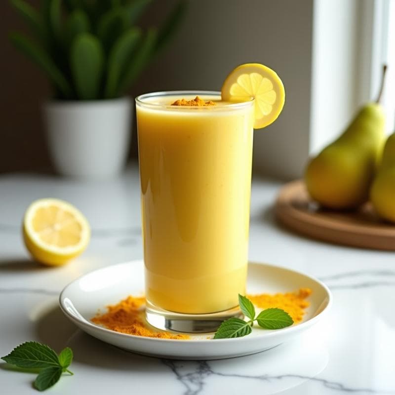 Smoothie de Cúrcuma y Pera con Toque de Jengibre: Bebida Detox Sin Lactosa