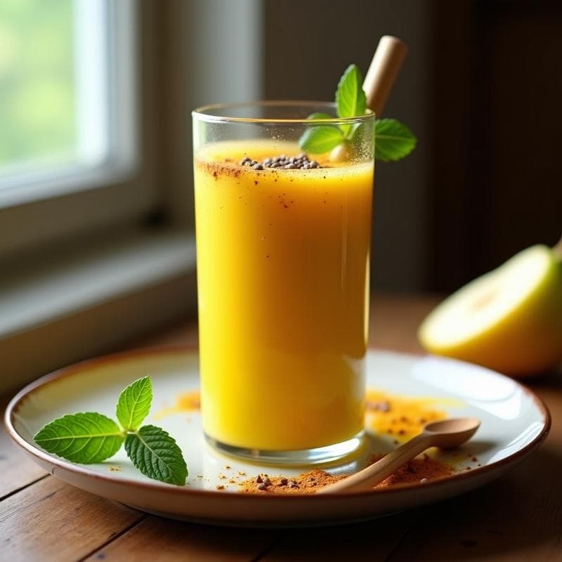 Smoothie de Cúrcuma y Pimienta Negra con Yogur de Soya: bebida Antiinflamatoria Vegana