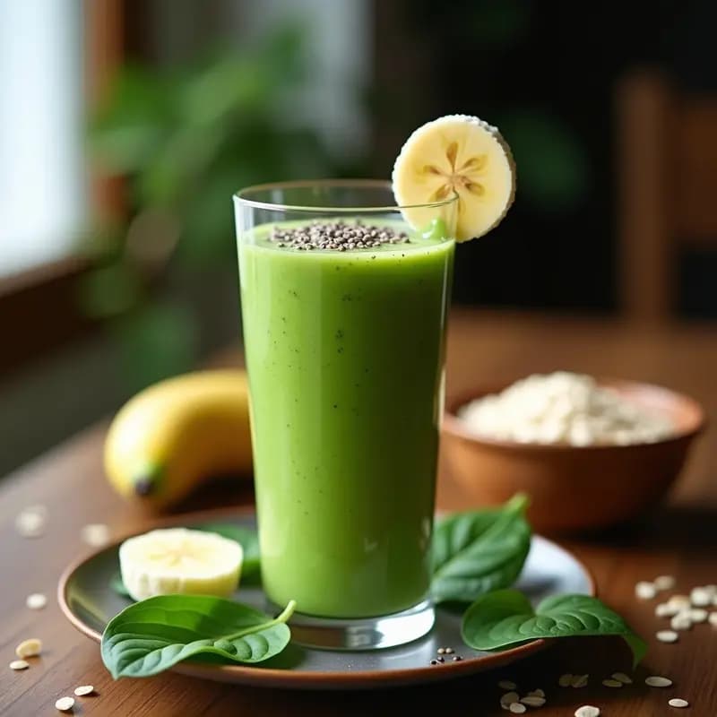 Smoothie Energético de Espinaca, Plátano y Avena: Receta Rápida para Desayunar como un Campeón