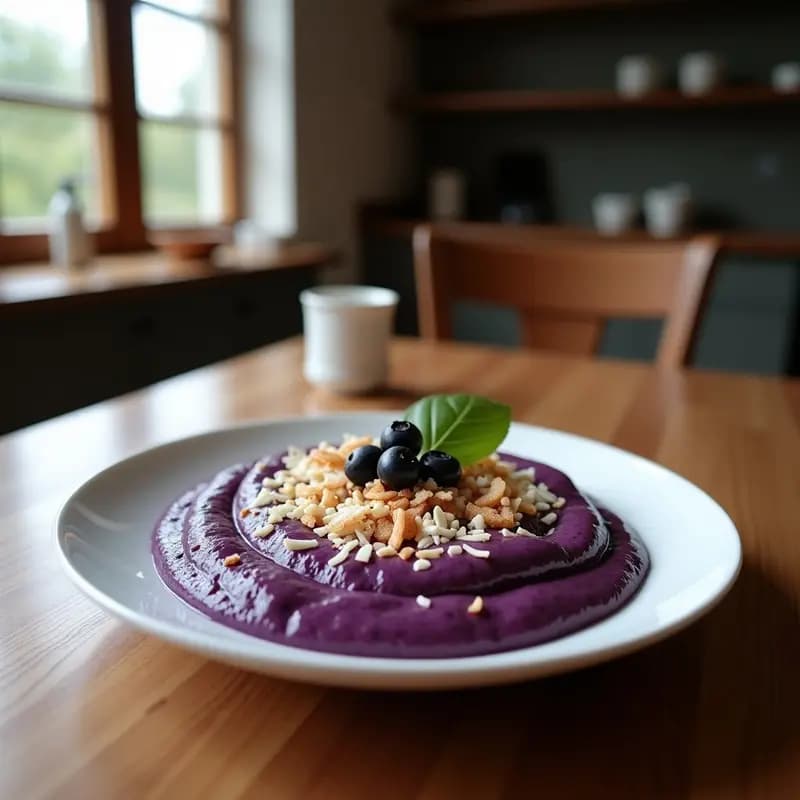 Smoothie de Espinaca Morada y Blueberry con Toppings de Coco Tostado: Desayuno Antioxidante en Thermomix