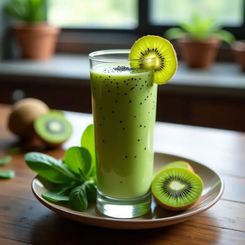 Smoothie de Espinaca y Kiwi: Receta Potente en Antioxidantes para Energía Inmediata
