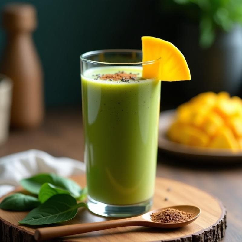 Smoothie de Espinaca, Mango y Chía: Bebida Energética Keto para el Desayuno