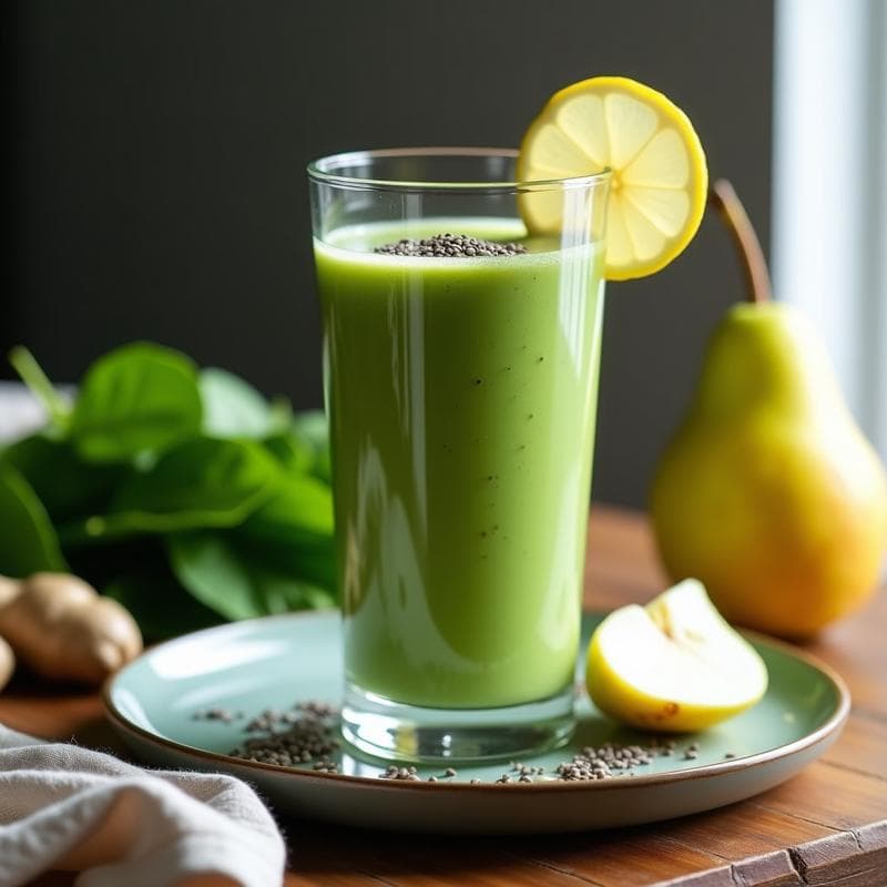 Smoothie de Espinaca, Pera y Jengibre con Semillas de Chía: Bebida Detox Keto
