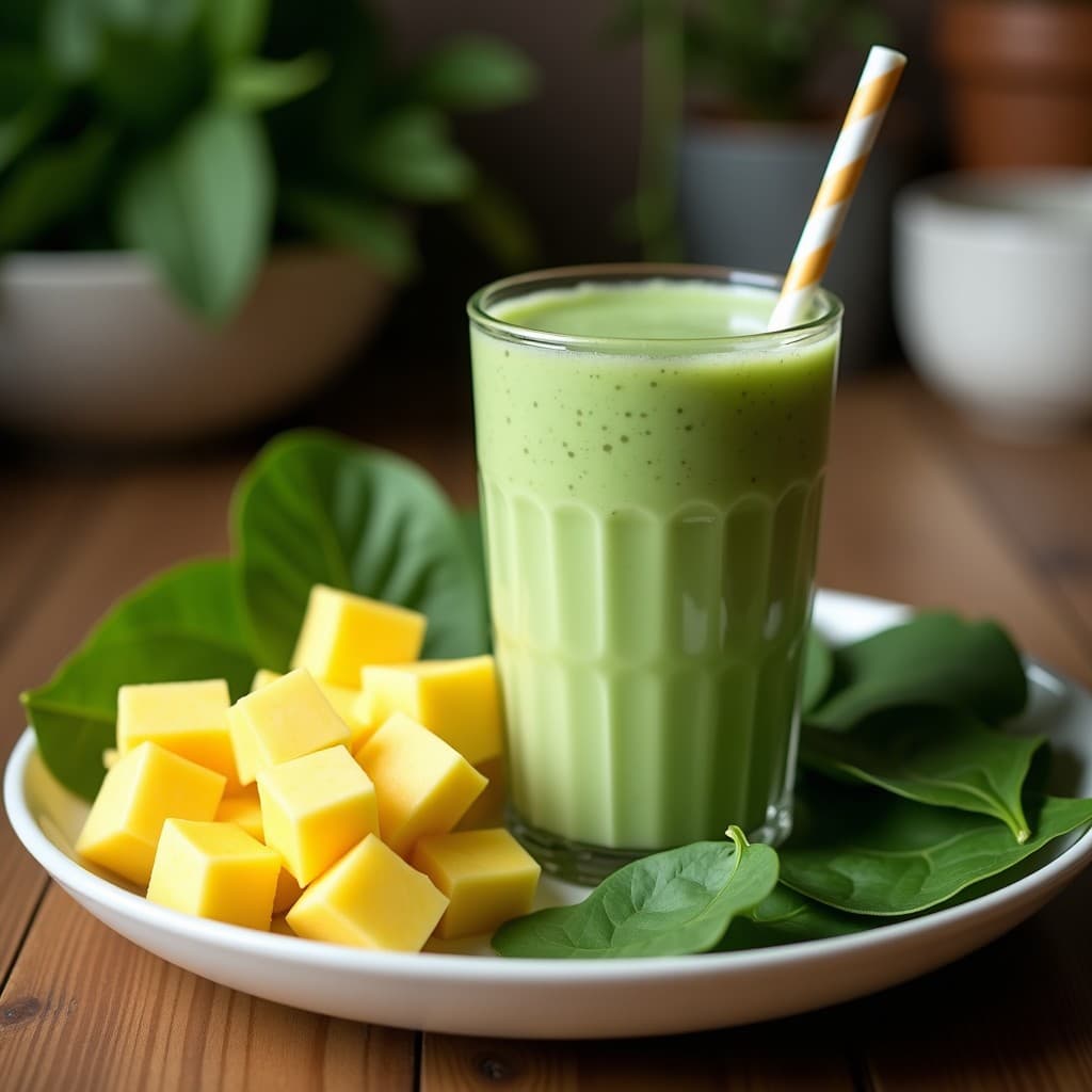 Smoothie de Espinaca, Piña y Leche de Coco: Bebida Verde Desintoxicante en 5 Minutos