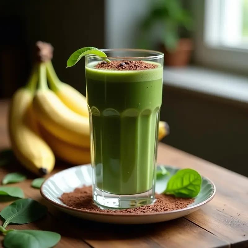 Smoothie de Espinaca y Plátano con Cacao: Receta Energética y Sin Azúcar para Desayunar