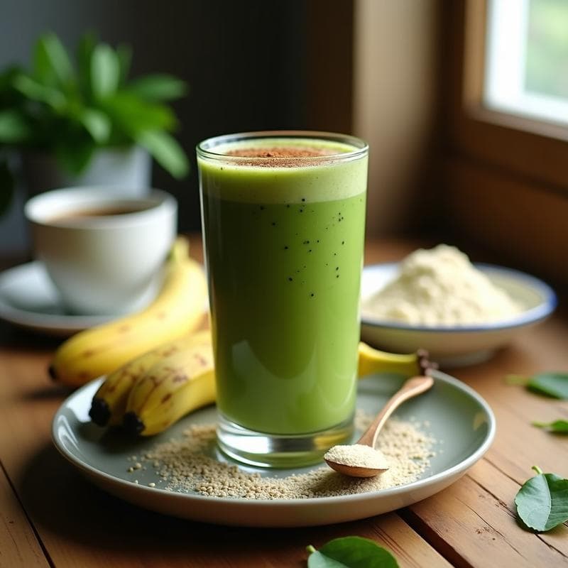 Smoothie de Espinaca, Plátano y Café: Receta Energética para el Gym con Alto Contenido en Proteína
