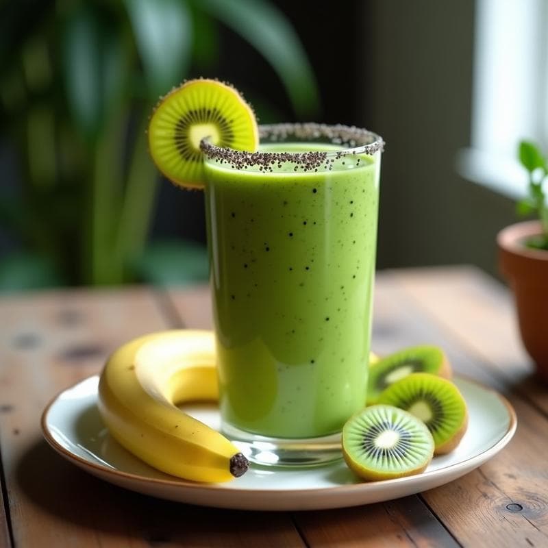 Smoothie de Espinaca, Plátano y Kiwi: Receta Alta en Hierro en 5 Minutos