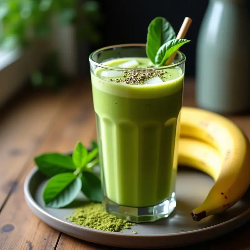 Smoothie de Espinaca y Plátano con Matcha: Receta Energética y Detox para el Desayuno