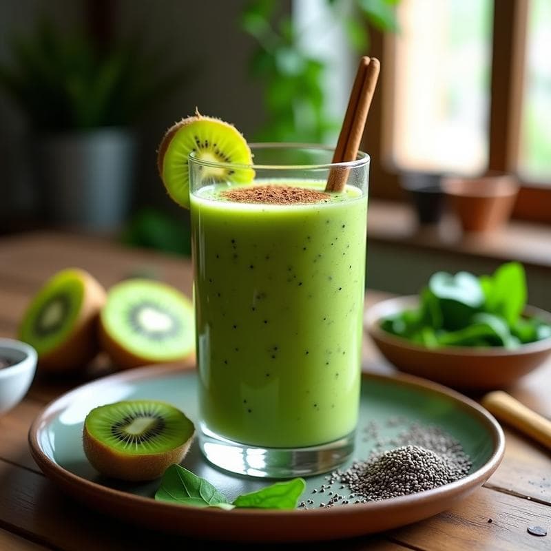 Smoothie de Espinacas, Kiwi y Chía: Bebida Detox y Rica en Fibra